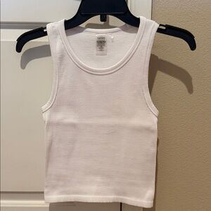 Aritzia Sunday Best White Ribbed Tank Top Small